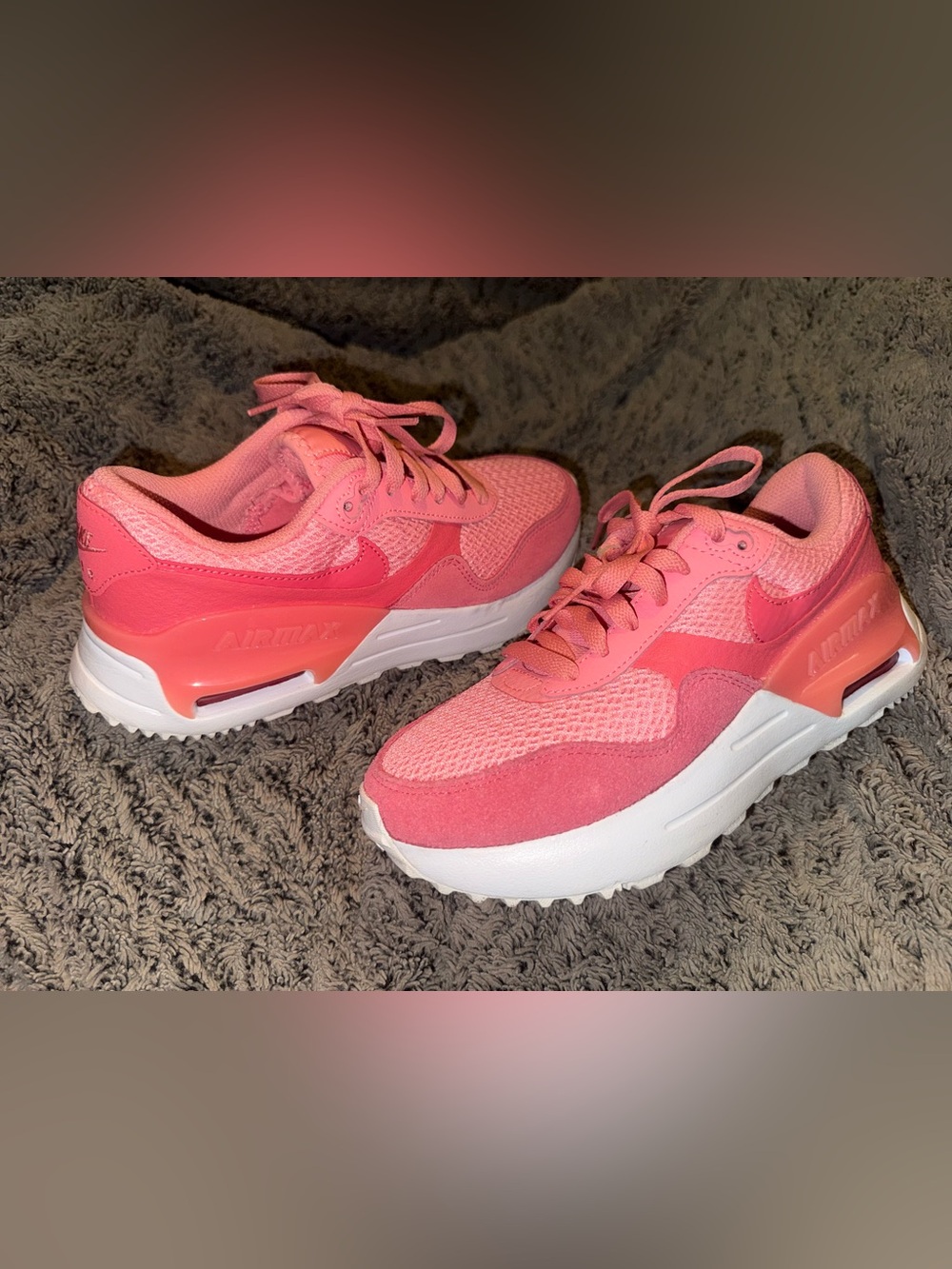 Nike Air Max Systm Sneakers Women's Size 6.5 Coral Pink White Athletic Shoes